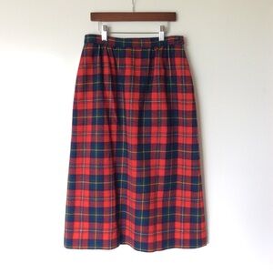 Pendleton Red and Blue Plaid Midi Skirt
